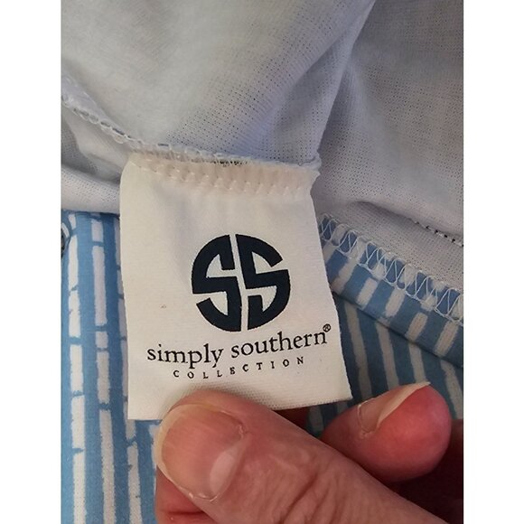 Simply Southern Youth Sleeveless Tunic Dress Blue & Navy Striped Pattern YS - Picture 7 of 7